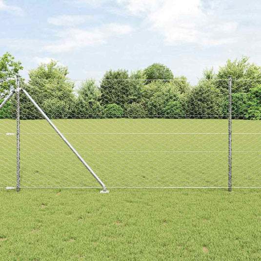 Vidaxl afrasteringspaal zilver 25 x 1 m (50 mm gaas) staal