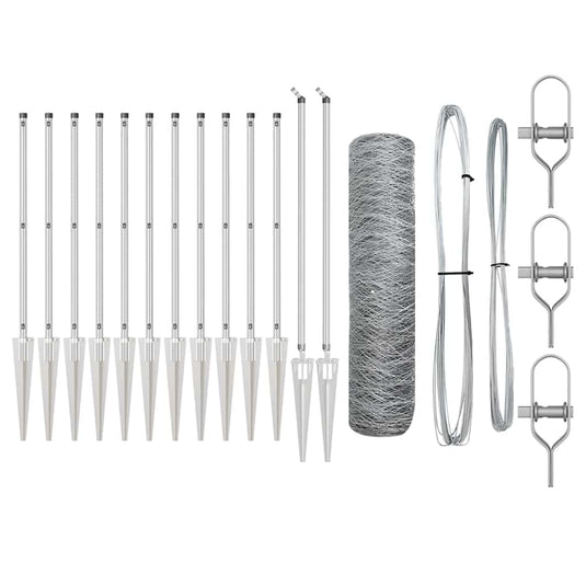 Vidaxl afrasteringspaal zilver 25 x 1 m (50 mm gaas) staal