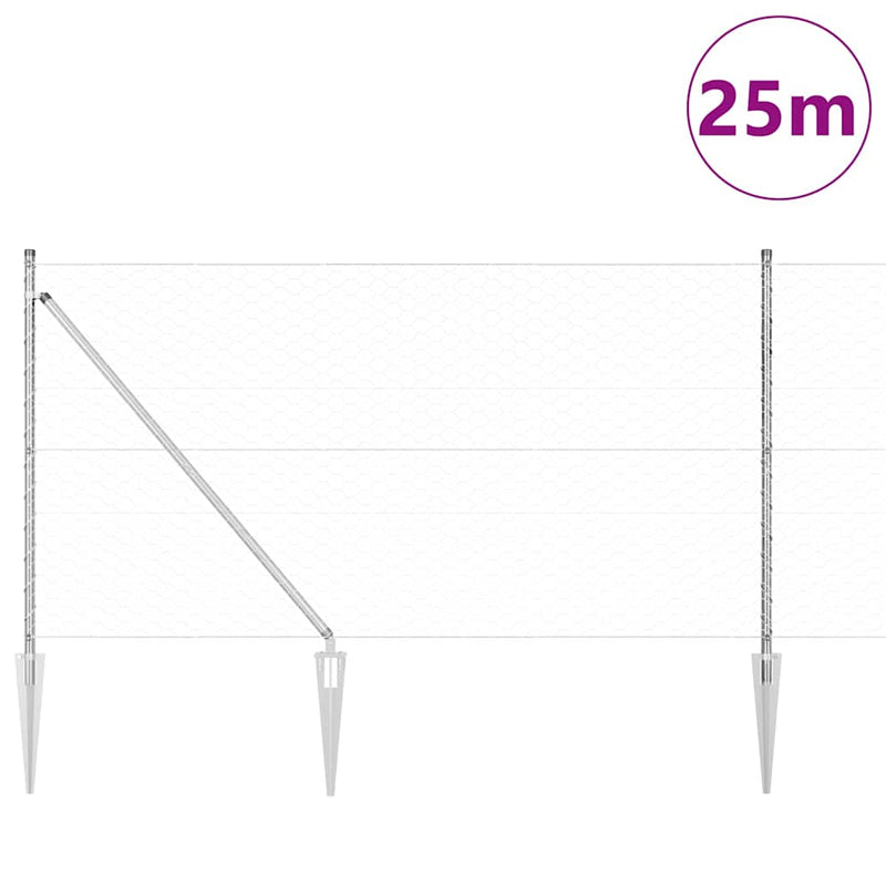 Load image into Gallery viewer, Vidaxl afrasteringspaal zilver 25 x 1 m (50 mm gaas) staal
