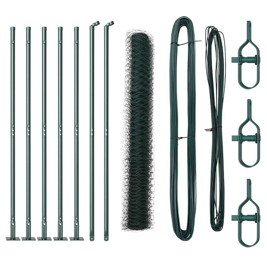 Vidaxl afrasteringspaal groen 10 x 1 m (50 mm gaas) staal en pvc