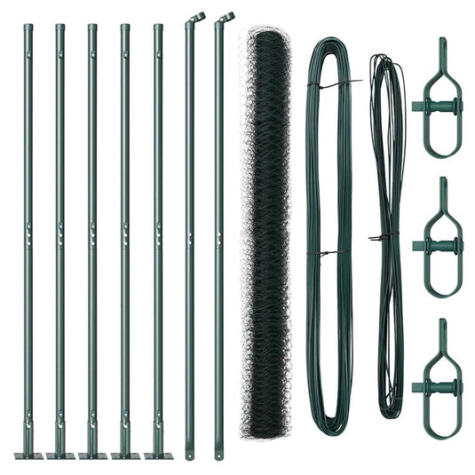 Vidaxl afrasteringspaal groen 10 x 1,4 m (36 mm gaas) staal en pvc