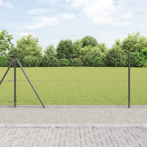 Vidaxl afrasteringspaal grijs 25 x 0,8 m (36 mm gaas) staal en pvc