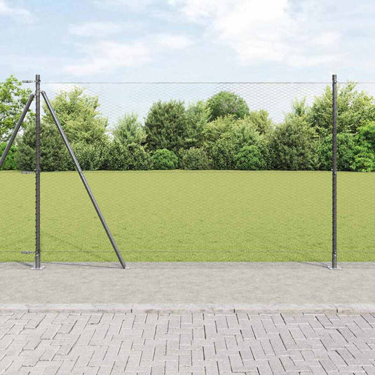 Vidaxl afrasteringspaal grijs 25 x 1,4 m (25 mm gaas) staal en pvc