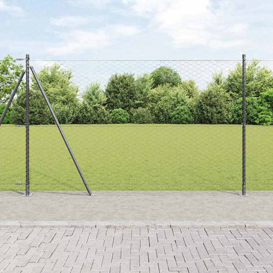 Vidaxl afrasteringspaal grijs 25 x 1,4 m (50 mm gaas) staal en pvc