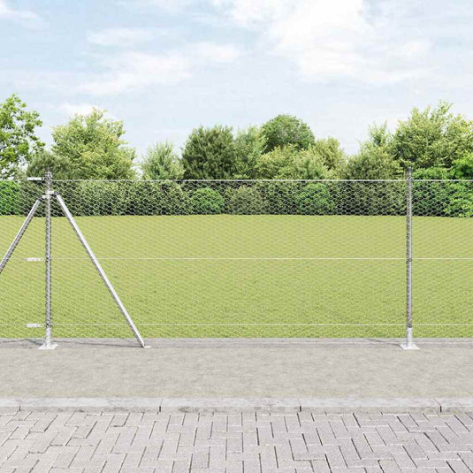 Vidaxl afrasteringspaal zilver 10 x 0,8 m (25 mm gaas) staal