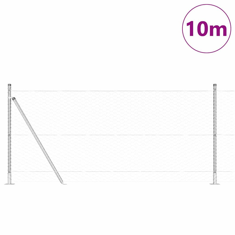 Load image into Gallery viewer, Vidaxl afrasteringspaal zilver 10 x 0,8 m (36 mm gaas) staal
