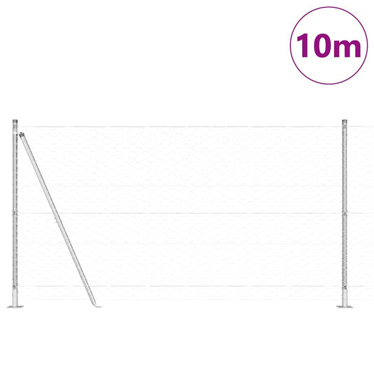 Vidaxl afrasteringspaal zilver 10 x 1,2 m (50 mm gaas) staal