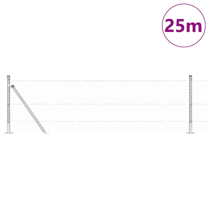 Load image into Gallery viewer, Vidaxl afrasteringspaal zilver 25 x 0,5 m (36 mm gaas) staal
