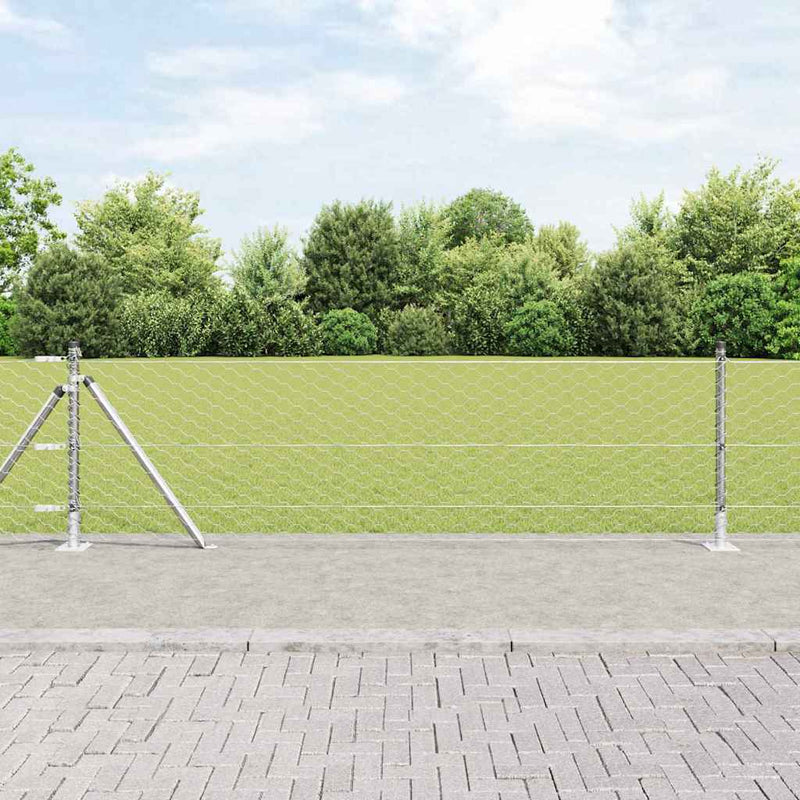 Load image into Gallery viewer, Vidaxl afrasteringspaal zilver 25 x 0,6 m (50 mm gaas) staal
