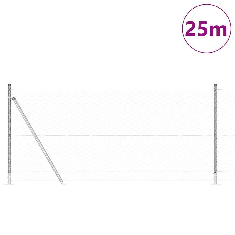 Load image into Gallery viewer, Vidaxl afrasteringspaal zilver 25 x 1 m (50 mm gaas) staal
