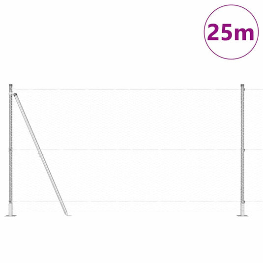 Vidaxl afrasteringspaal zilver 25 x 1,2 m (25 mm gaas) staal