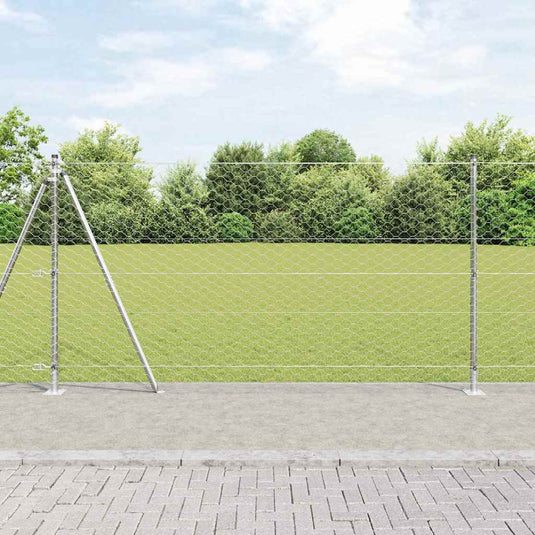 Vidaxl afrasteringspaal zilver 25 x 1,2 m (50 mm gaas) staal