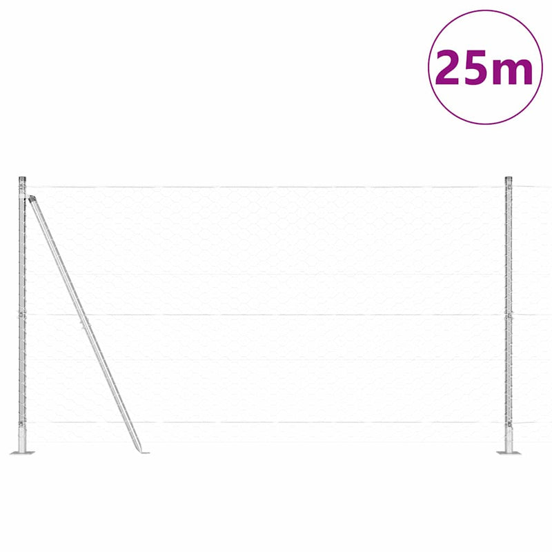 Load image into Gallery viewer, Vidaxl afrasteringspaal zilver 25 x 1,2 m (50 mm gaas) staal

