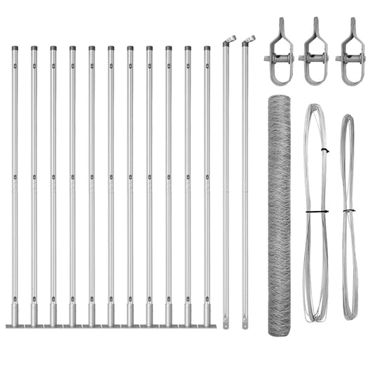Vidaxl afrasteringspaal zilver 25 x 1,6 m (50 mm gaas) staal