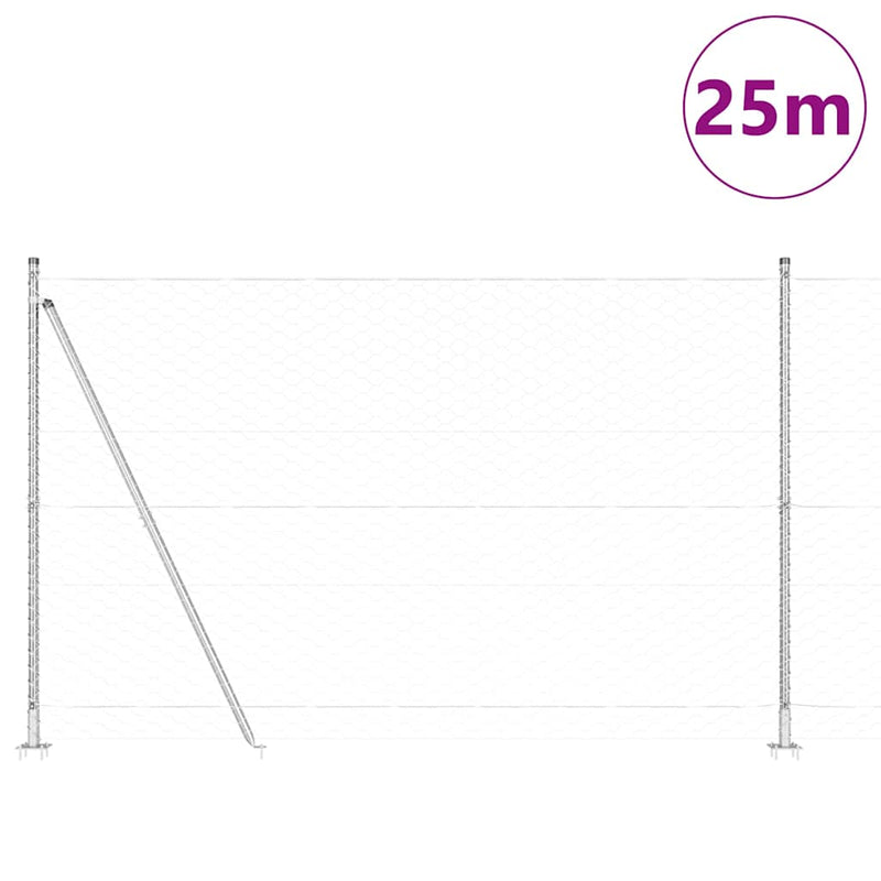 Load image into Gallery viewer, Vidaxl afrasteringspaal zilver 25 x 1,6 m (50 mm gaas) staal
