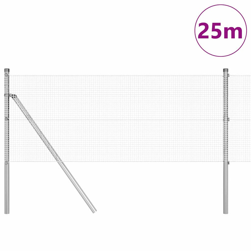 Load image into Gallery viewer, Vidaxl afrasteringspaal zilver 25 x 0,6 m (12 x 12 mm gaas) staal
