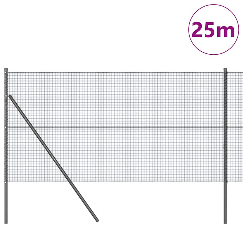 Load image into Gallery viewer, Vidaxl afrasteringspaal grijs 25 x 1 m (16 x 16 mm gaas) staal
