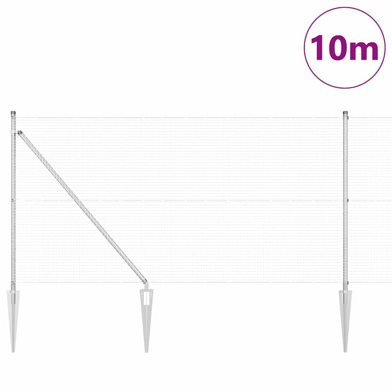 Load image into Gallery viewer, Vidaxl afrasteringspaal zilver 10 x 0,8 m (19 x 19 mm gaas) staal
