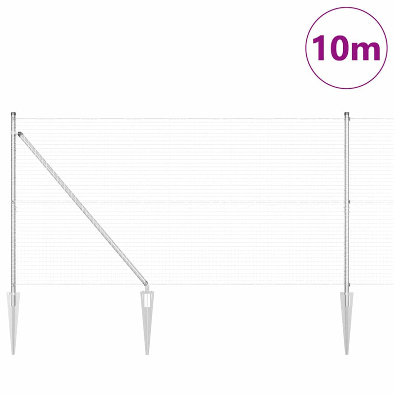 Load image into Gallery viewer, Vidaxl afrasteringspaal zilver 10 x 0,8 m (25 x 25 mm gaas) staal
