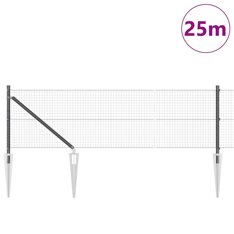 Load image into Gallery viewer, Vidaxl afrasteringspaal grijs 25 x 0,5 m (25 x 25 mm gaas) staal
