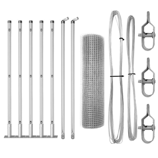 Vidaxl afrasteringspaal zilver 10 x 0,5 m (12 x 12 mm mesh) staal