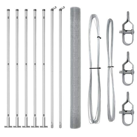 Vidaxl afrasteringspaal zilver 10 x 1,5 m (16 x 16 mm gaas) staal