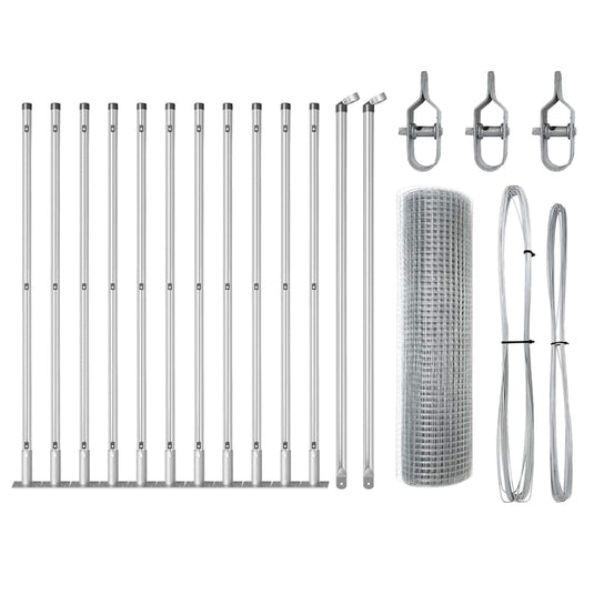 Vidaxl afrasteringspaal zilver 25 x 0,5 m (12 x 12 mm gaas) staal