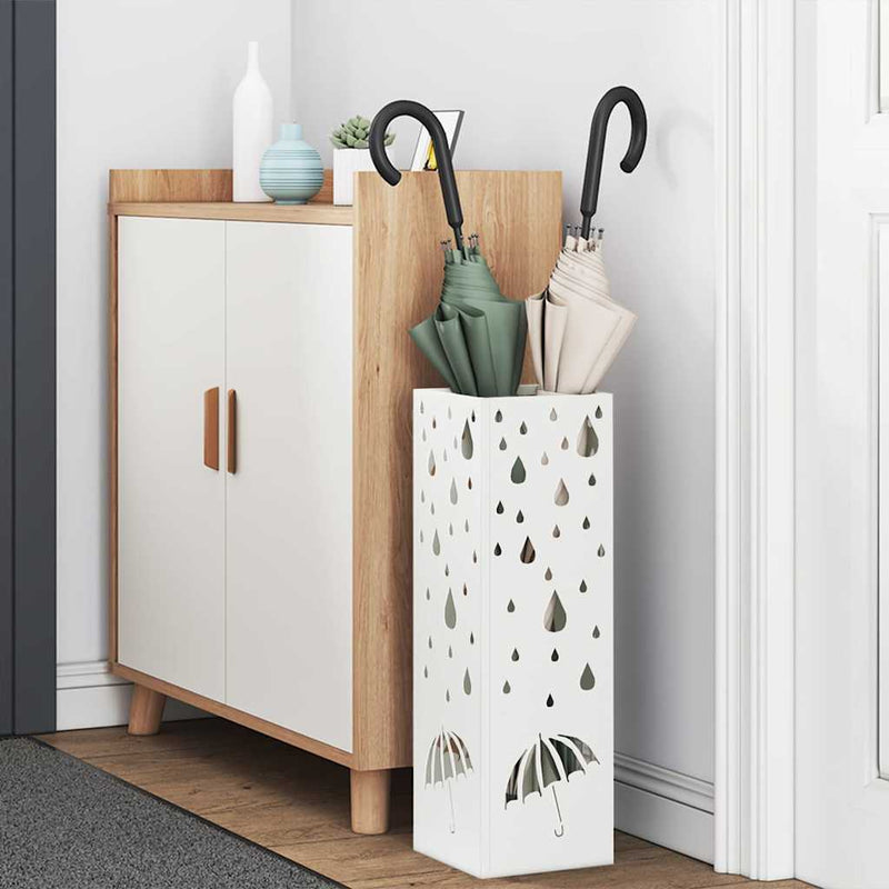 Load image into Gallery viewer, Vidaxl paraplu standaard met opslag wit 15,5 x 15,5 x 49 cm metaal
