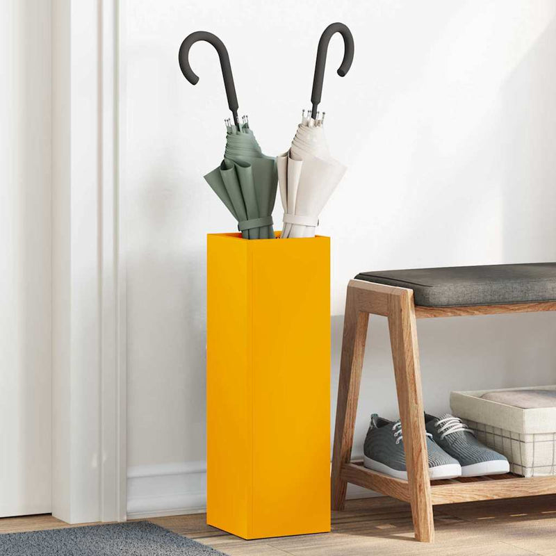 Load image into Gallery viewer, Vidaxl paraplu standaard mosterdgeel 15,5 x 15,5 x 49 cm metaal
