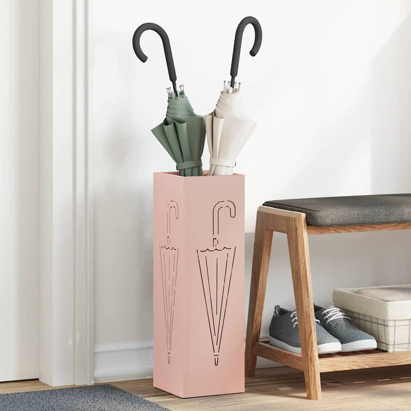 Load image into Gallery viewer, Vidaxl paraplu standaard met opslag roze 15,5 x 15,5 x 49 cm metaal
