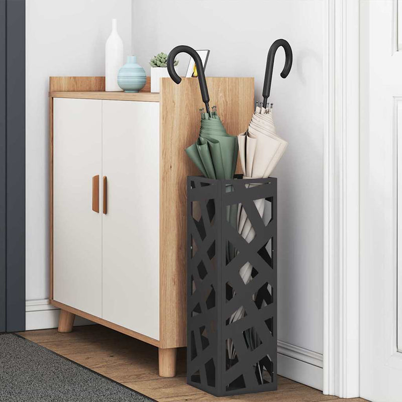 Load image into Gallery viewer, Vidaxl paraplu standaard met opslag zwart 15,5 x 15,5 x 49 cm metaal
