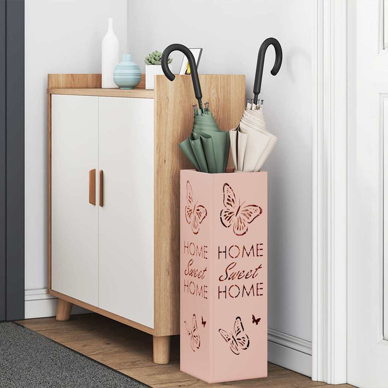 Load image into Gallery viewer, Vidaxl paraplu standaard met opslag roze 15,5 x 15,5 x 49 cm metaal
