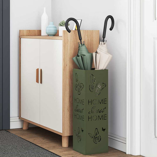 Vidaxl paraplu standaard olijfgroen 15,5 x 15,5 x 49 cm metaal