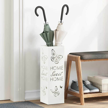 Vidaxl paraplu standaard met opslag wit 15,5 x 15,5 x 49 cm metaal