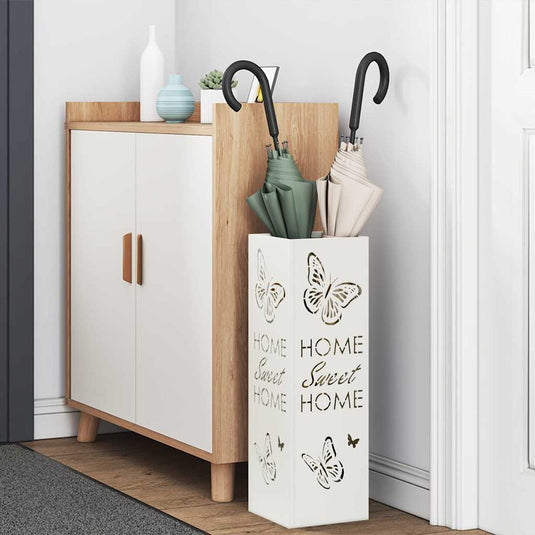 Vidaxl paraplu standaard met opslag wit 15,5 x 15,5 x 49 cm metaal