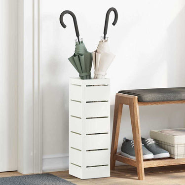 Vidaxl paraplu standaard met opslag wit 15,5 x 15,5 x 49 cm staal