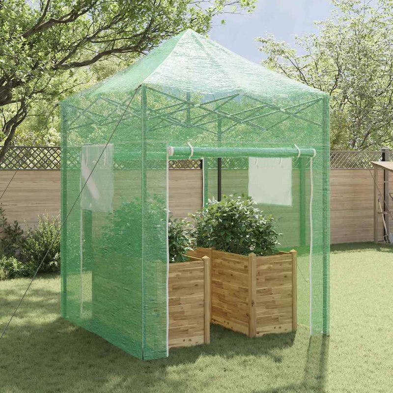 Load image into Gallery viewer, Vidaxl kas met pop-up frame met dak groen 200 x 200 x 300 cm ijzer
