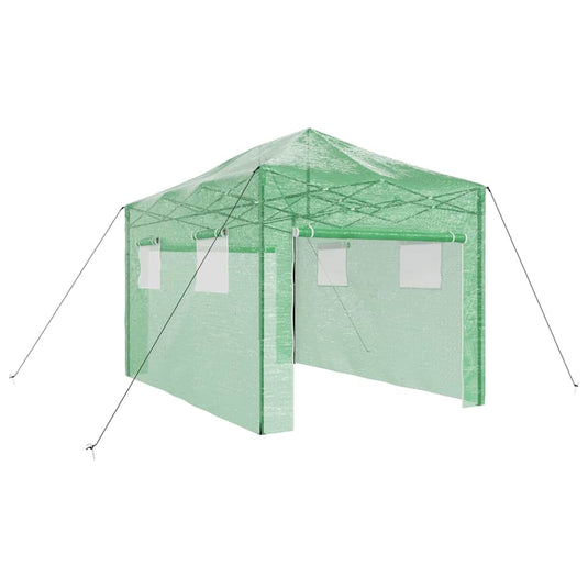 Vidaxl kas met pop-up frame met dak groen 280 x 410 x 315 cm ijzer