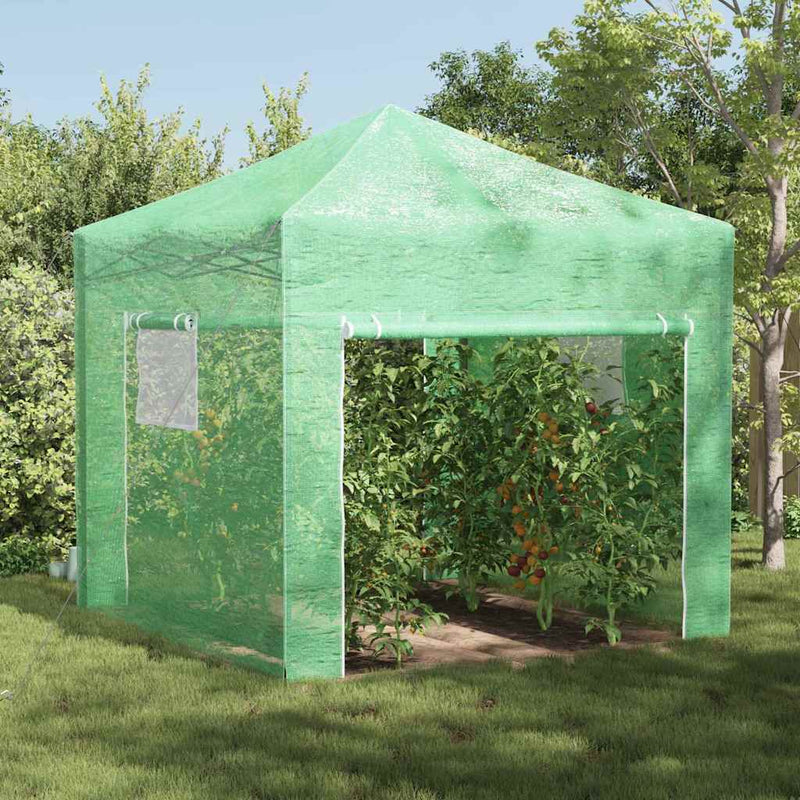 Load image into Gallery viewer, Vidaxl kas met pop-up frame met dak groen 290 x 290 x 315 cm ijzer
