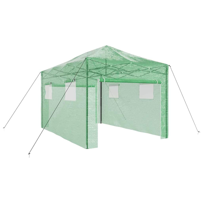Load image into Gallery viewer, Vidaxl kas met pop-up frame met dak groen 290 x 430 x 315 cm ijzer
