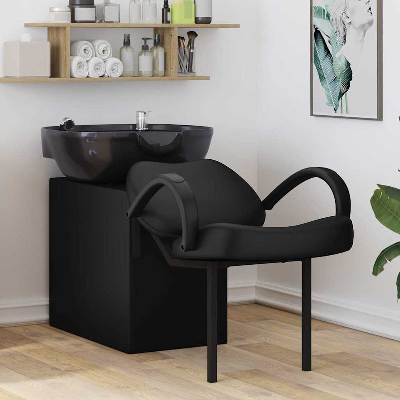Load image into Gallery viewer, Vidaxl shampoo stoel zwart 63 x 141 x 92 cm pvc

