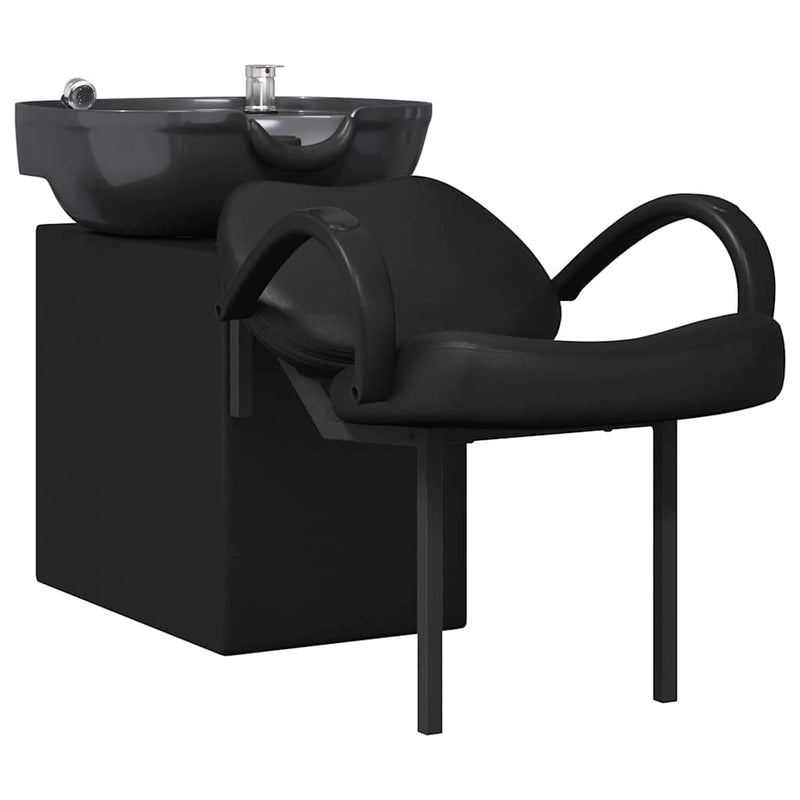 Load image into Gallery viewer, Vidaxl shampoo stoel zwart 63 x 141 x 92 cm pvc
