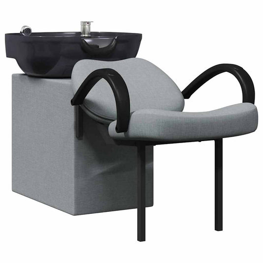 Vidaxl shampoo stoel lichtgrijs en zwart 63 x 141 x 92 cm stof
