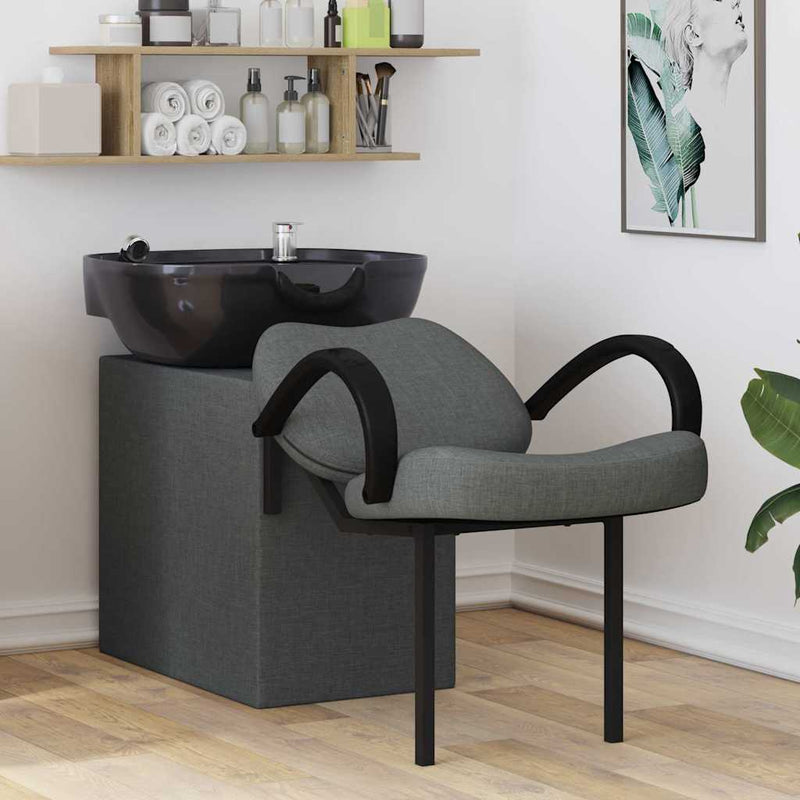 Load image into Gallery viewer, Vidaxl shampoo stoel donkergrijs en zwart 63 x 141 x 92 cm stof
