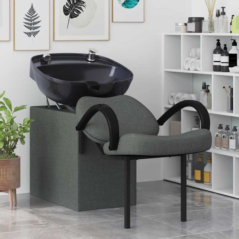 Load image into Gallery viewer, Vidaxl shampoo stoel donkergrijs en zwart 63 x 141 x 92 cm stof
