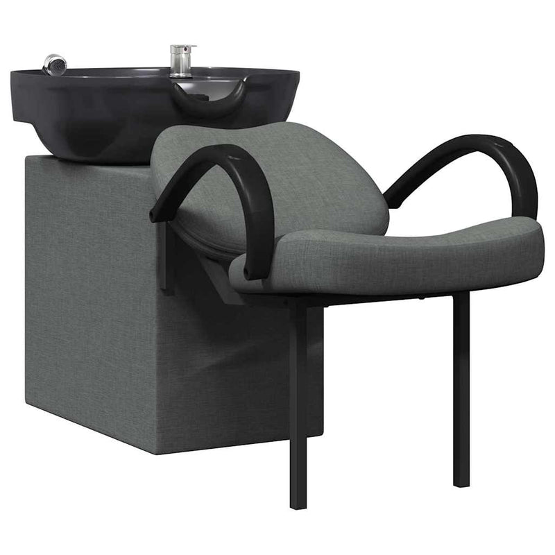 Load image into Gallery viewer, Vidaxl shampoo stoel donkergrijs en zwart 63 x 141 x 92 cm stof
