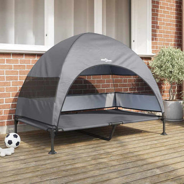 Vidaxl verhoogd hondenbed lichtgrijs 127 x 81 x 108 cm stof en staal