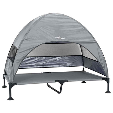 Vidaxl verhoogd hondenbed lichtgrijs 127 x 81 x 108 cm stof en staal