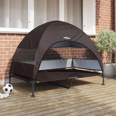 Vidaxl verhoogd hondenbed bruin 127 x 81 x 108 cm stof en staal