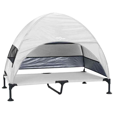 Vidaxl verhoogd hondenbed zilvergrijs 127 x 81 x 108 cm stof en staal